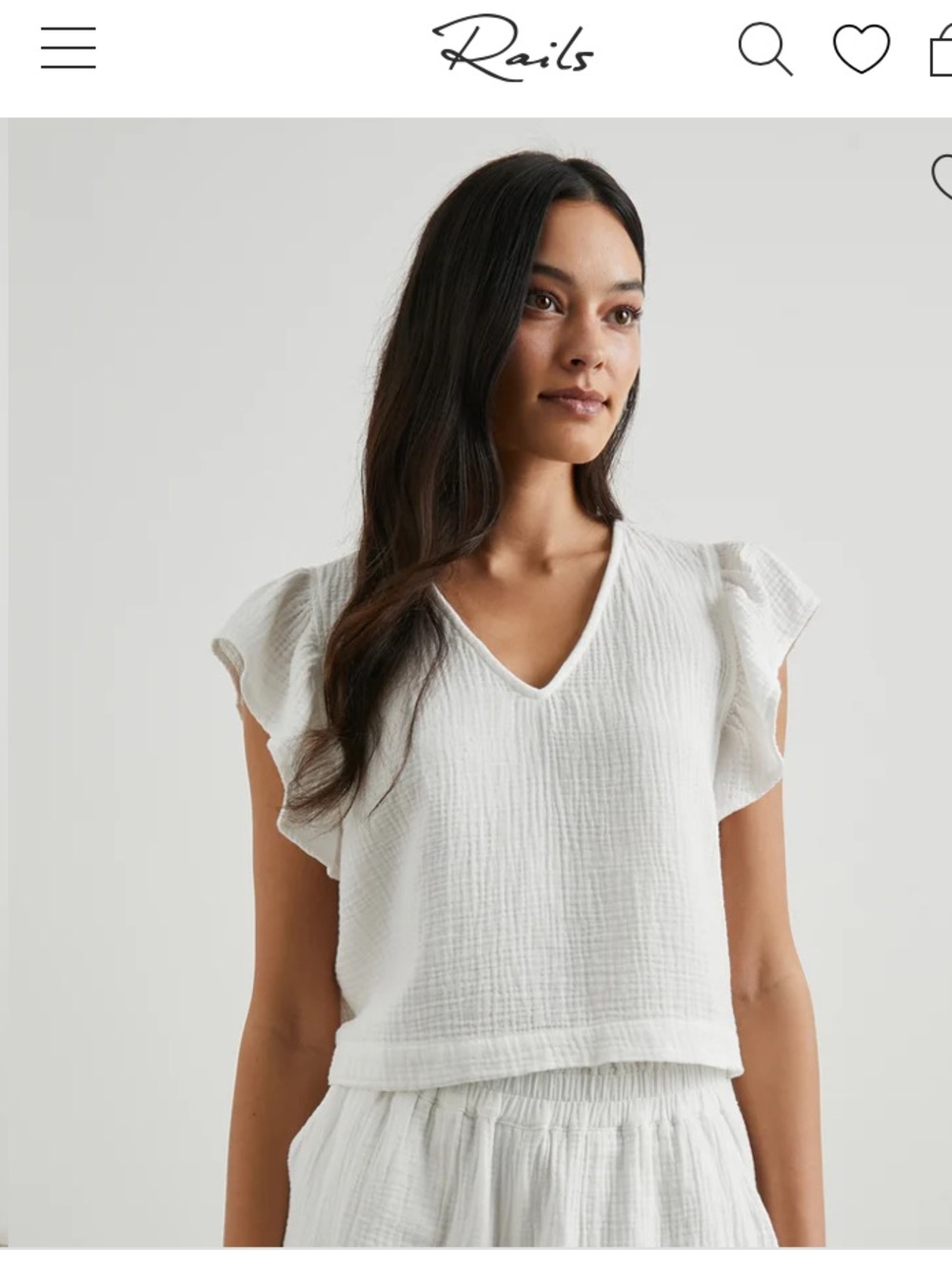 Rails (XS) 100% cotton •White V-Neck Short Sleeve Top